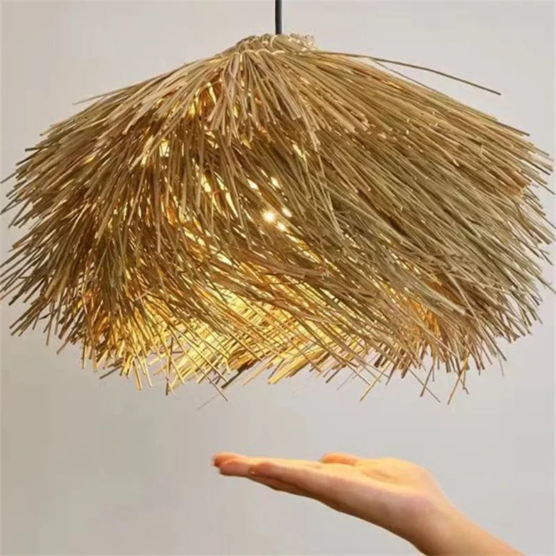 Wabi Sabi Raffia Pendant Light – Boho Ceiling Lamp