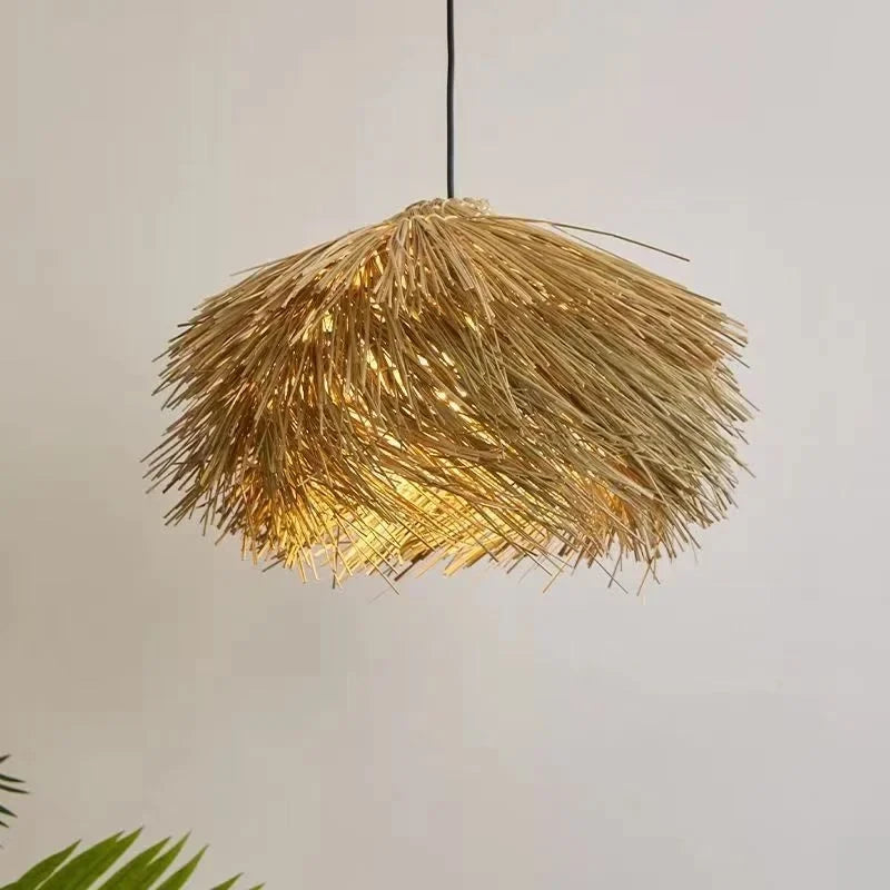 Wabi Sabi Raffia Pendant Light – Boho Ceiling Lamp