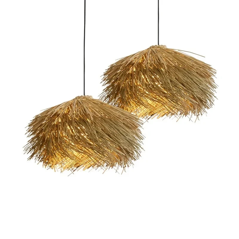 Wabi Sabi Raffia Pendant Light – Boho Ceiling Lamp