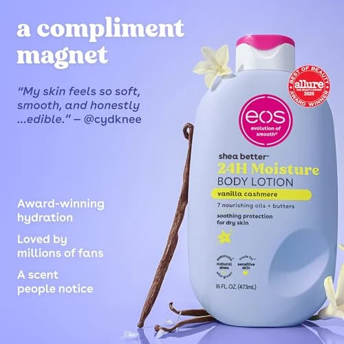 Eos Vanilla Cashmere Body Lotion – 24-Hour Hydrating Moisturizer